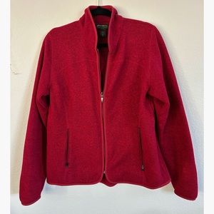 Eddie Bauer Women’s Red Zipper Front Fleece Lined Lightweight Jacket- XL Tall